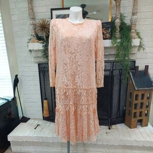 1980s Dave Rose Lace Tiered Dress Special Occasions